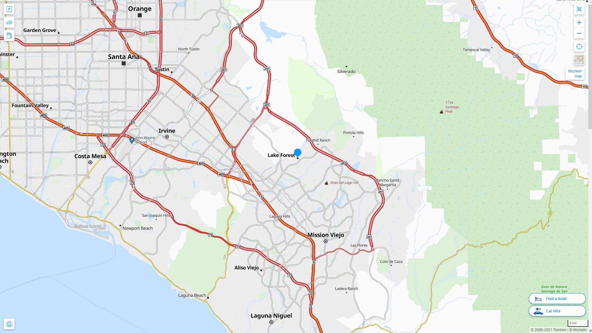 Lake Forest California Highway and Road Map